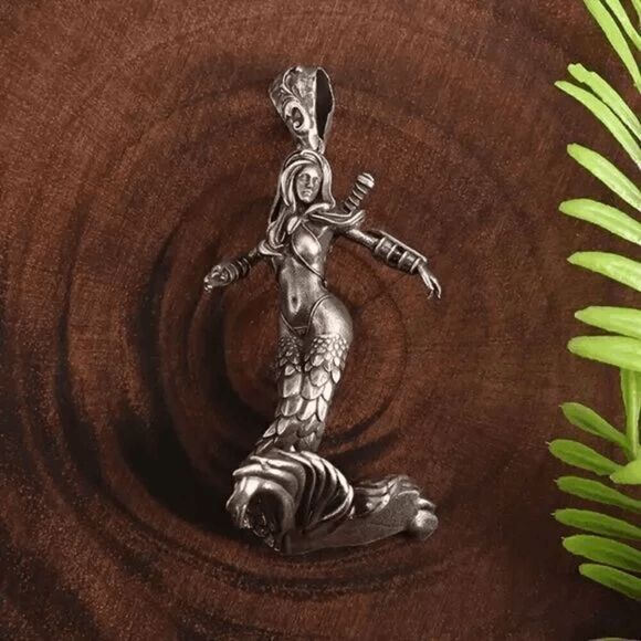 Mermaid Warrior Stainless Steel Pendant Necklace - Picture 7 of 8